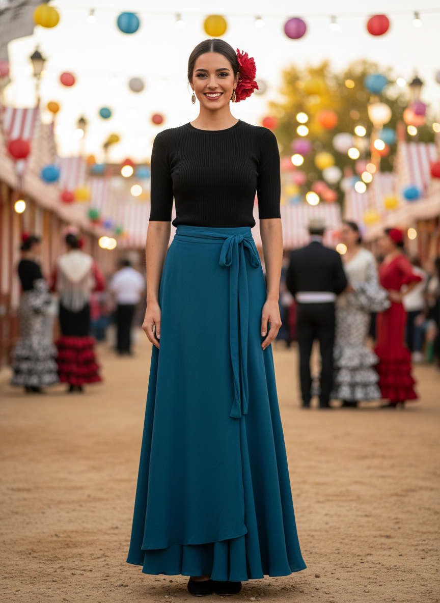 VESTIDO LARGO AZUL PETRÓLEO  6244