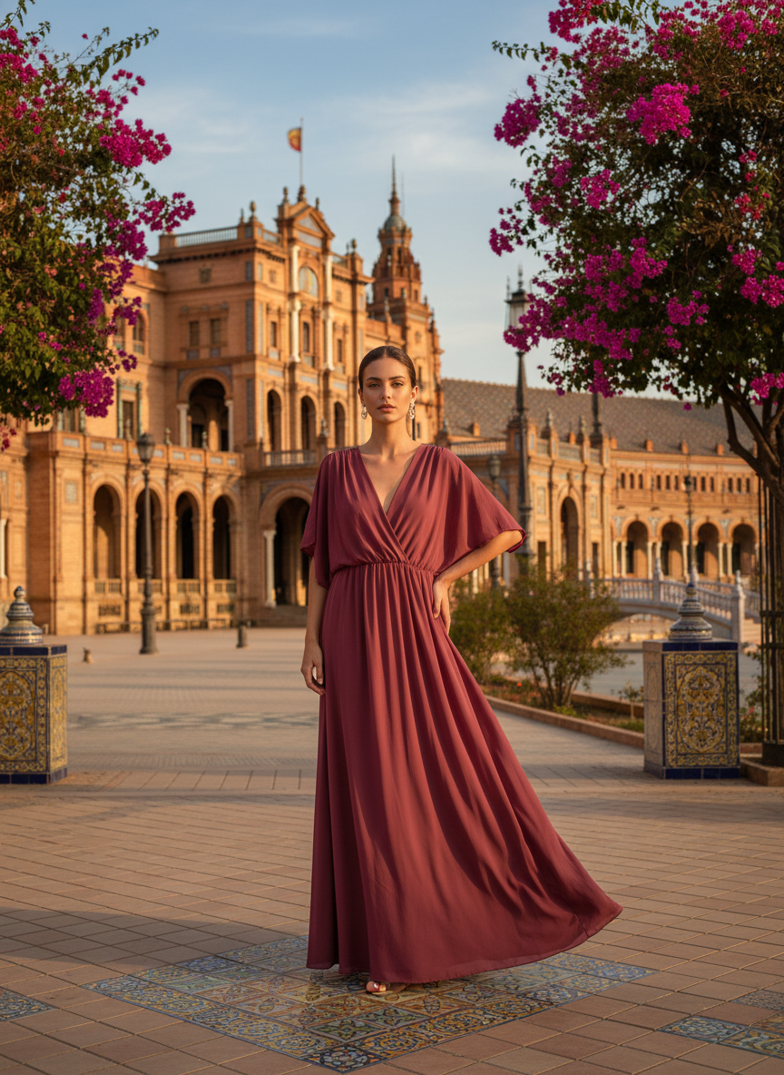 VESTIDO LARGO - ROSA MALVA - 4883
