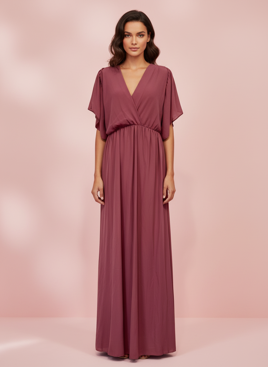 VESTIDO LARGO - ROSA MALVA - 4883