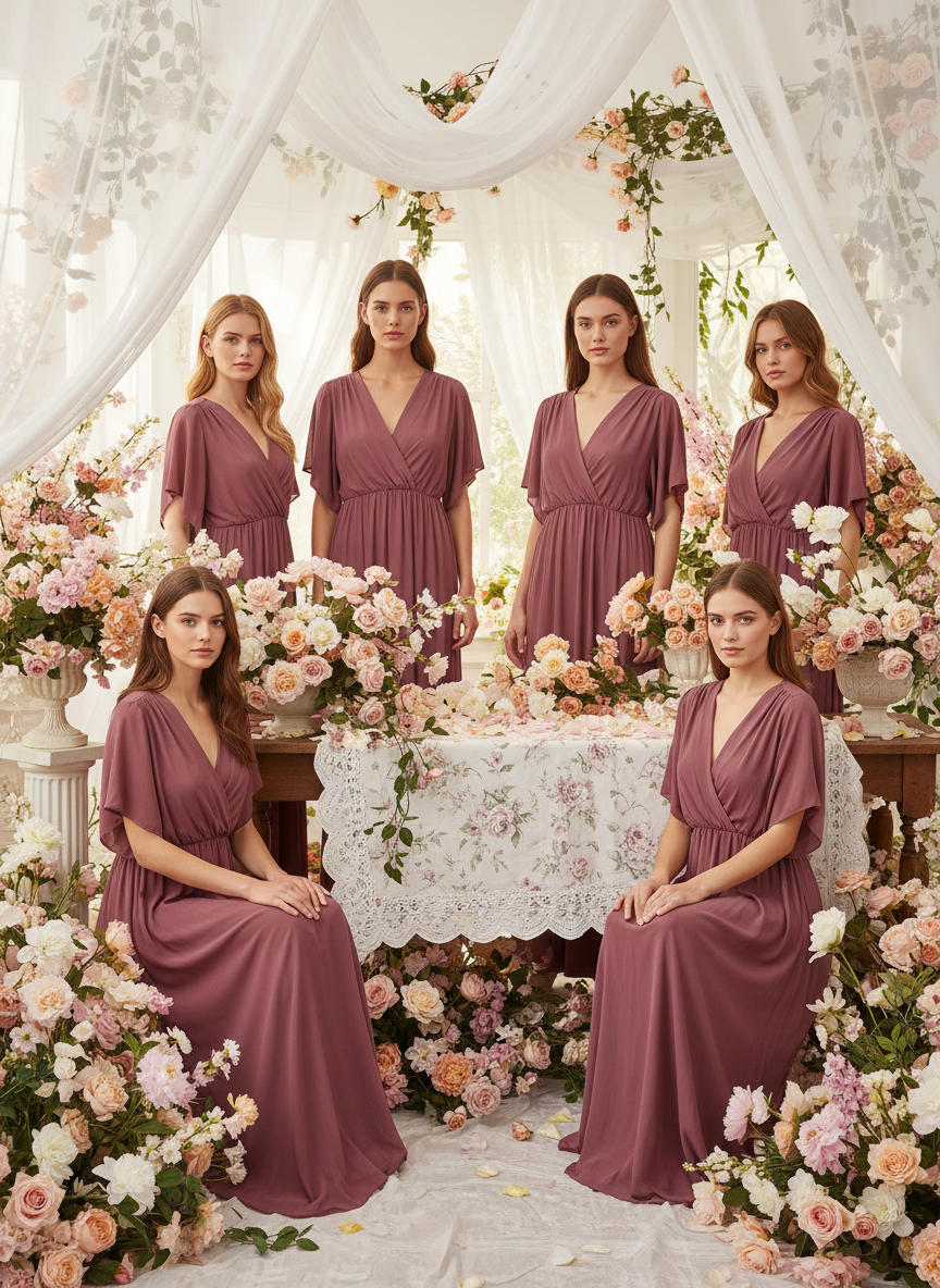 VESTIDO LARGO - ROSA MALVA - 4883