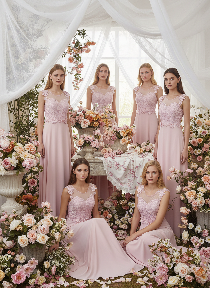 VESTIDO LARGO - ROSA BEBÉ - 0875