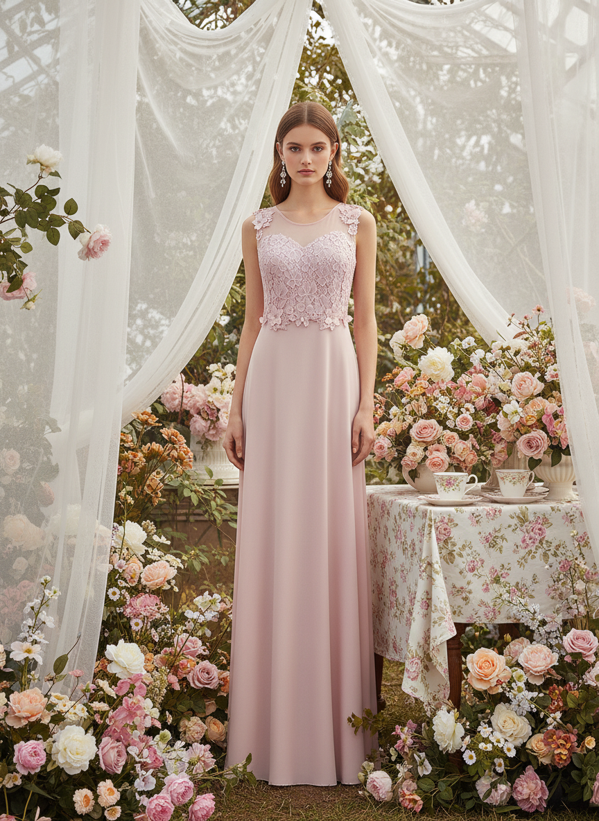 VESTIDO LARGO - ROSA BEBÉ - 0875