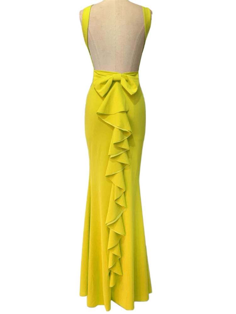 VESTIDO LARGO AMARILLO MANGO 9618