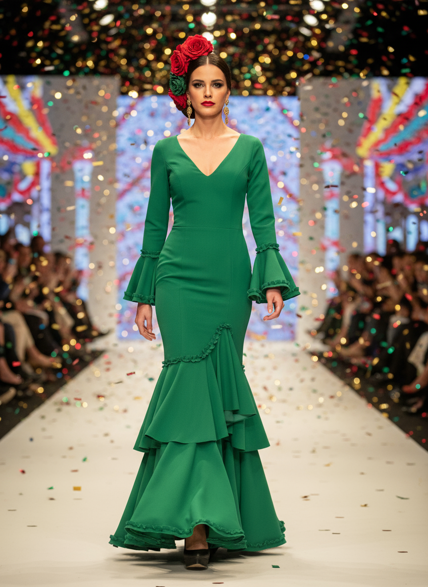 TRAJE FLAMENCA VERDE ANDALUCÍA EMMA WU DESIGN X FLAMENCA EM229