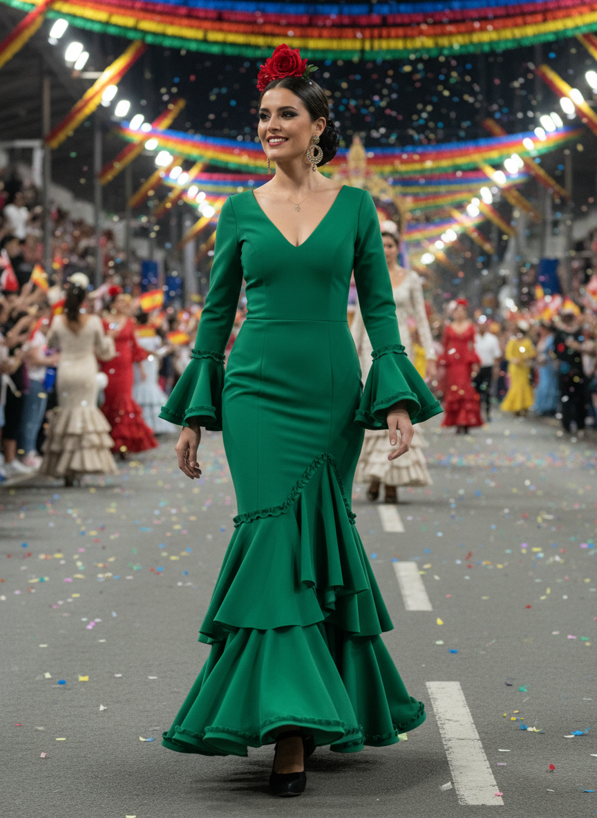 TRAJE FLAMENCA VERDE ANDALUCÍA EMMA WU DESIGN X FLAMENCA EM229