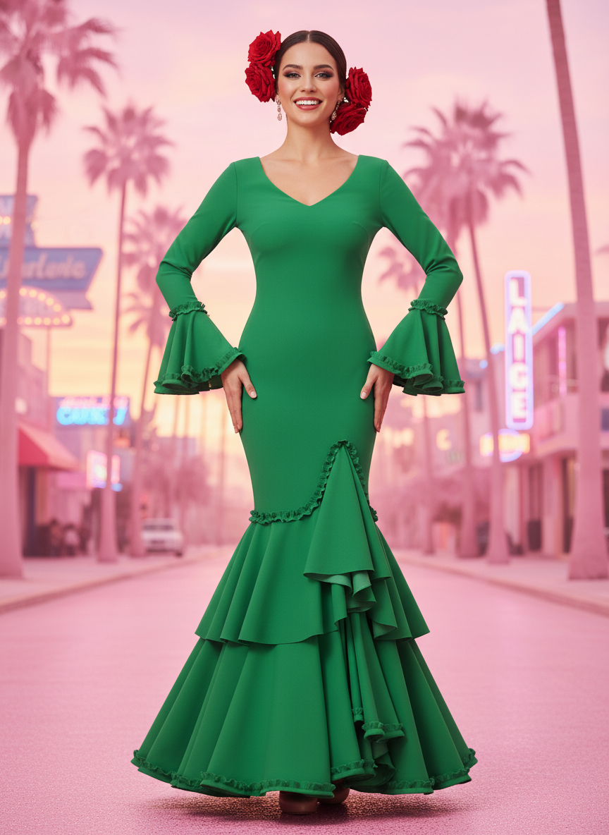 TRAJE FLAMENCA VERDE ANDALUCÍA EMMA WU DESIGN X FLAMENCA EM229