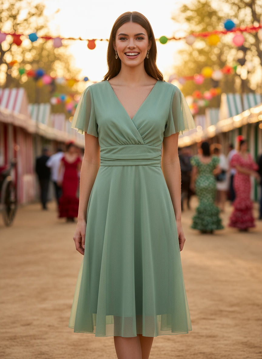 VESTIDO CORTO VERDE 5190