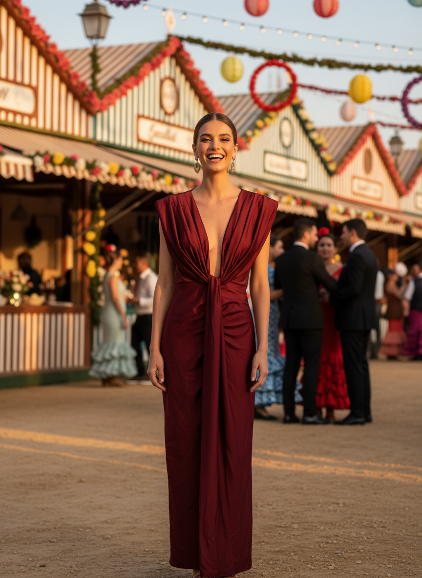 VESTIDO MIDI ELÁSTICO BRILLANTE BURDEO 5484
