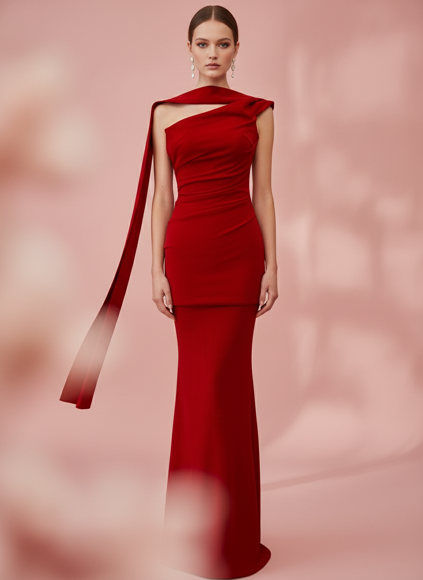 VESTIDO LARGO ROJO 25097