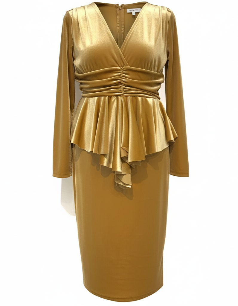 VESTIDO CORTO MOSTAZA 7670