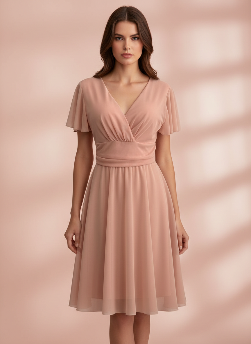 VESTIDO CORTO ROSA MALVA 5190