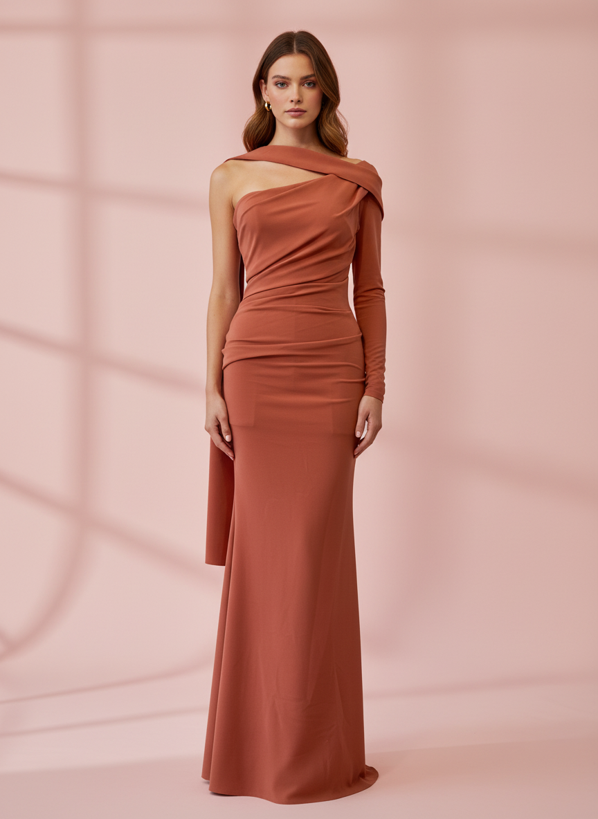 SALMON PINK LONG DRESS 25097