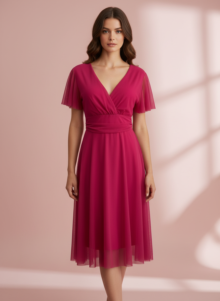 VESTIDO CORTO FUCSIA 5190