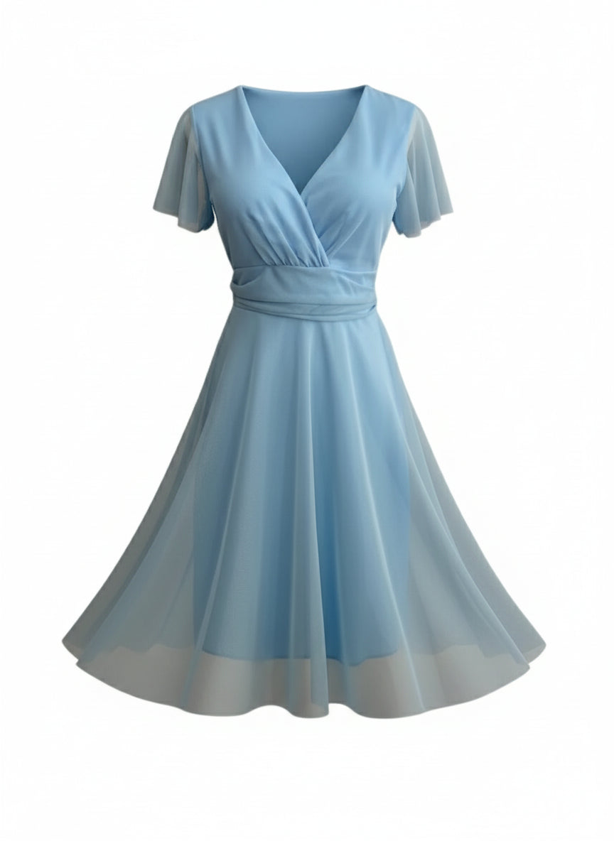 VESTIDO CORTO AZUL CLARO SUAVE 5190