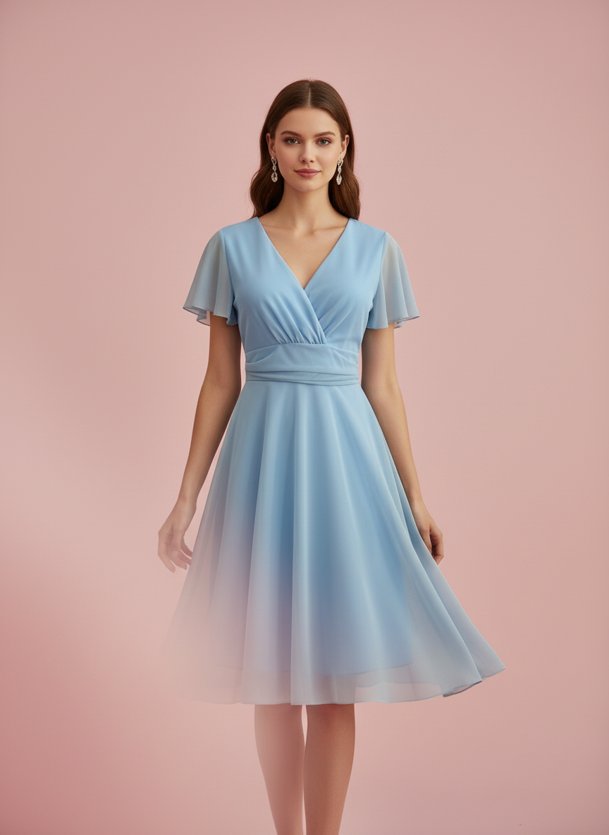 VESTIDO CORTO AZUL CLARO SUAVE 5190