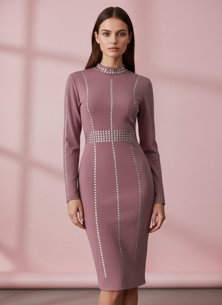 VESTIDO CORTO ROSA NUDE 7453