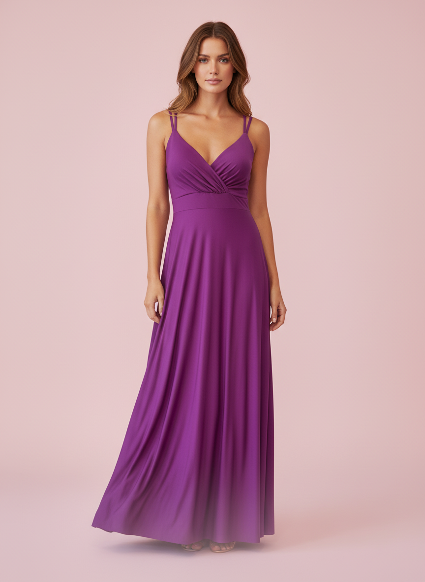 VESTIDO LARGO ELÁSTICO BRILLANTE BUGANVILLA 5034