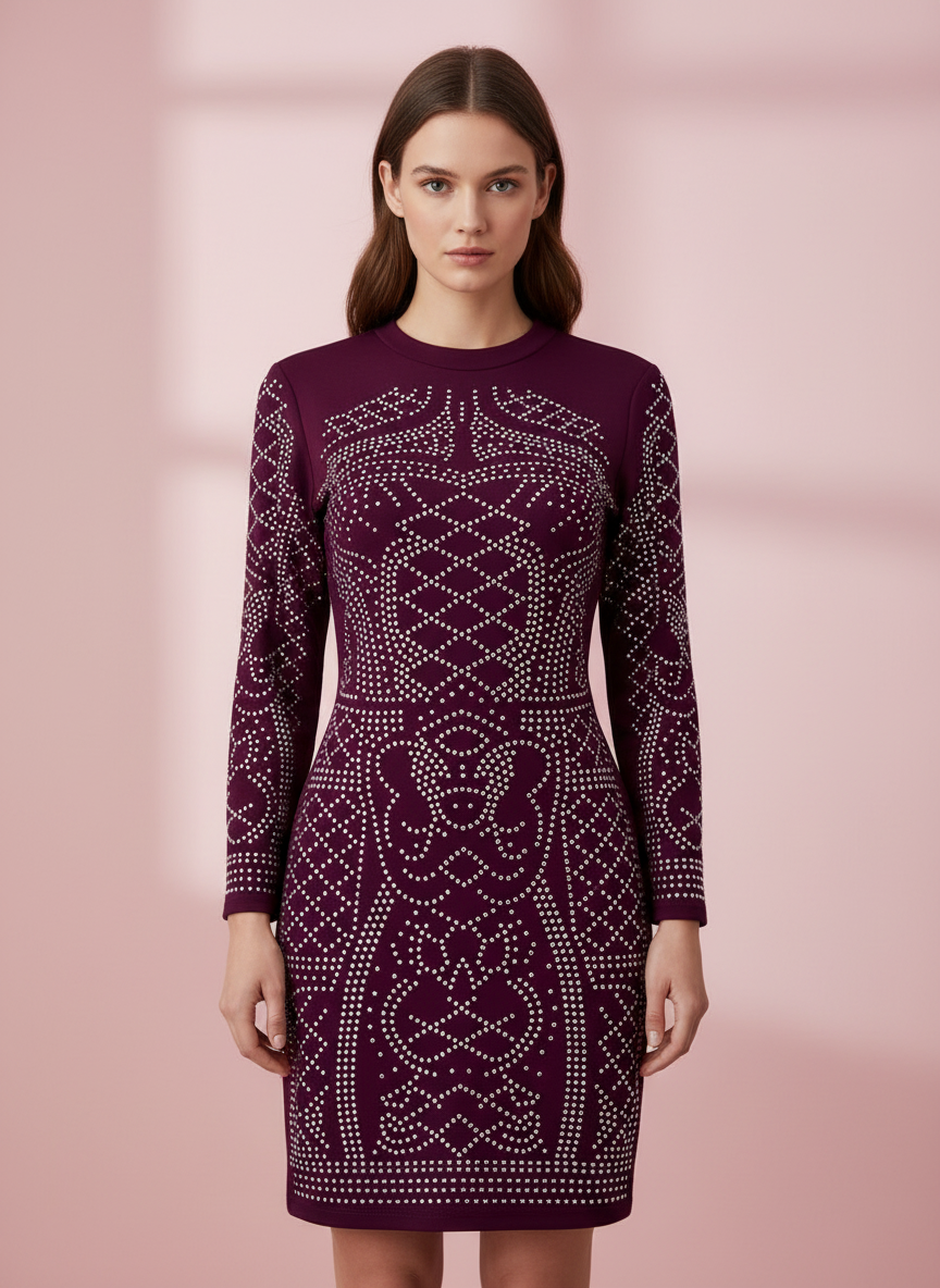 AUBERGINE SHORT DRESS 5038