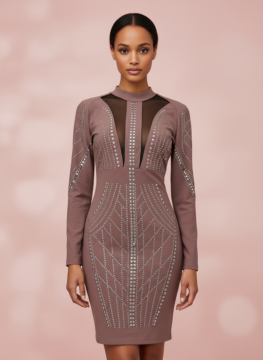 NUDE PINK SHORT DRESS 7201