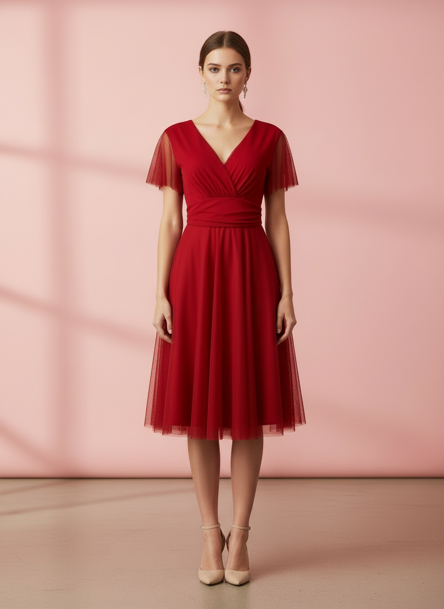 VESTIDO CORTO ROJO 5190