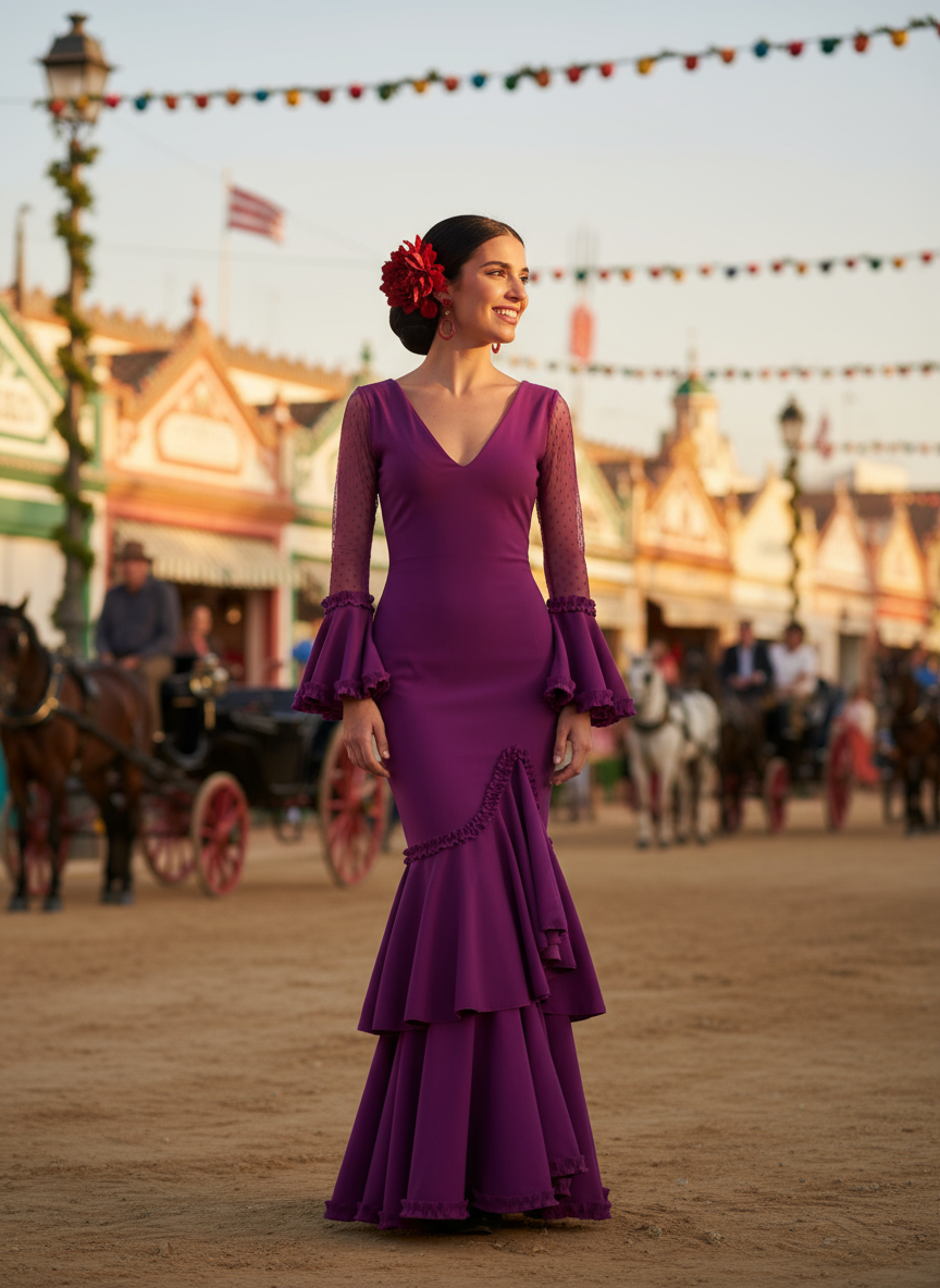 TRAJE FLAMENCA BERENJENA EMMA WU DESIGN X FLAMENCA EM223