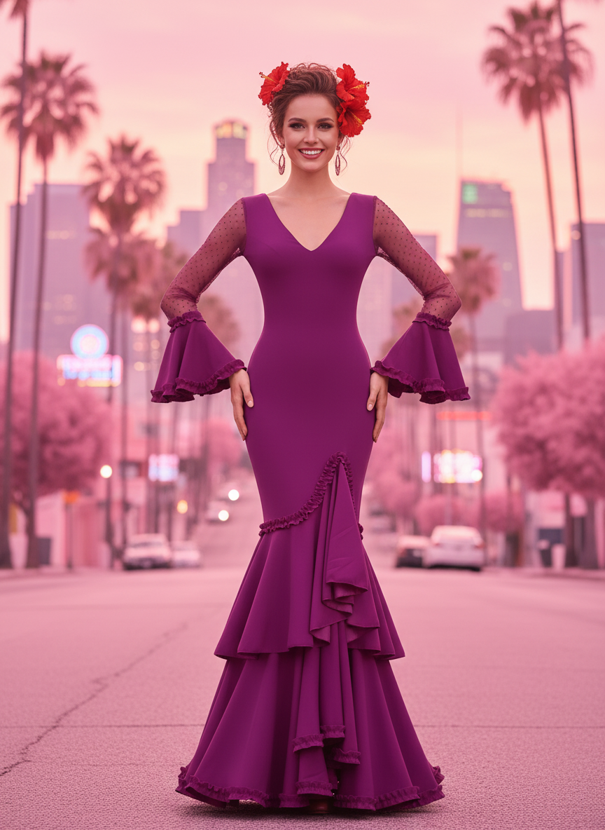 TRAJE FLAMENCA BERENJENA EMMA WU DESIGN X FLAMENCA EM223