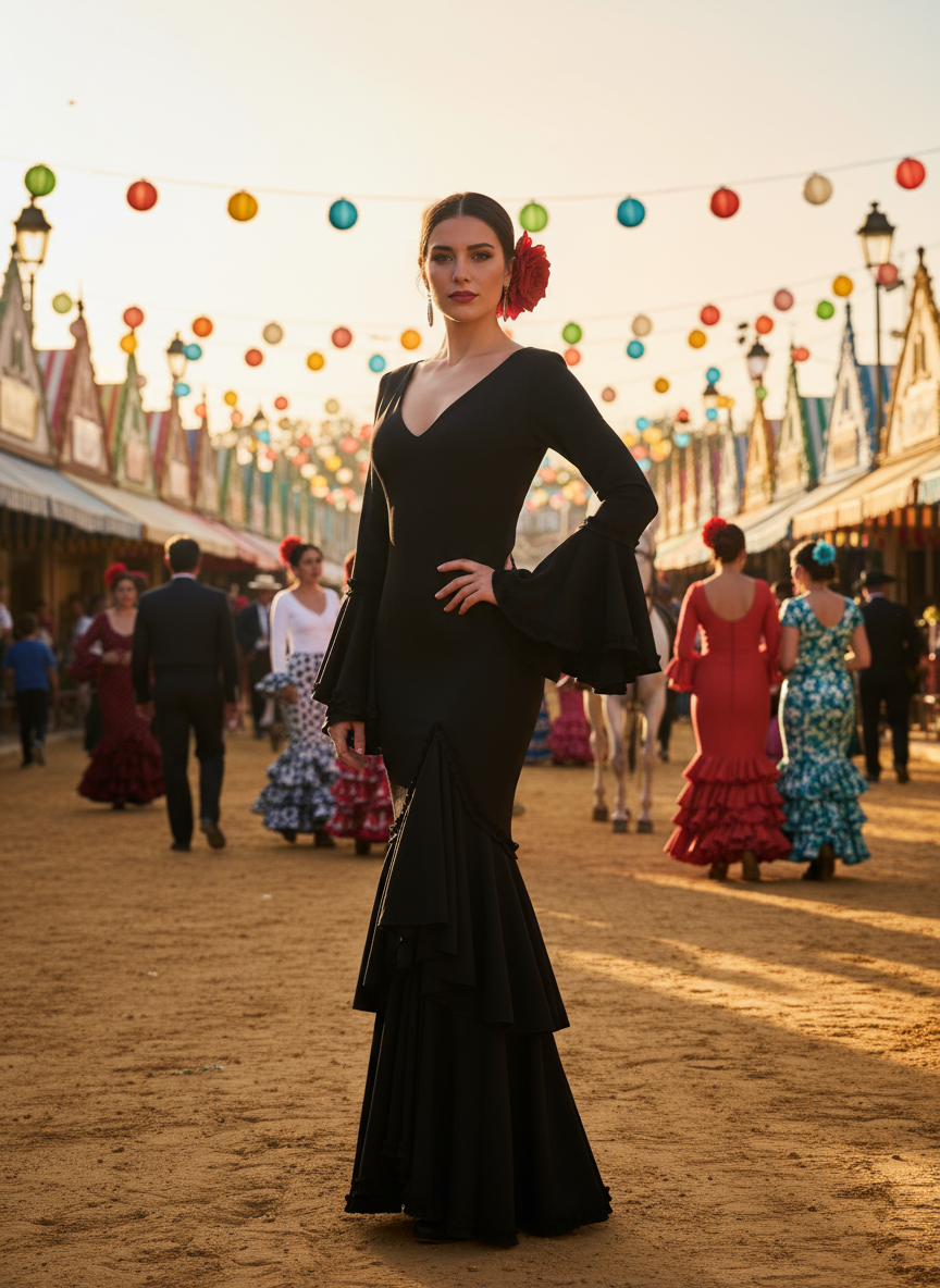 TRAJE FLAMENCA NEGRO EMMA WU DESIGN X FLAMENCA 0491