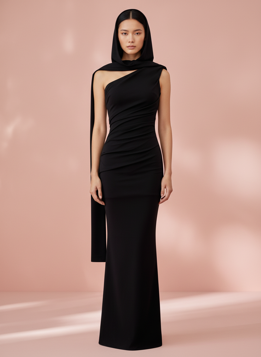 VESTIDO LARGO NEGRO 25097