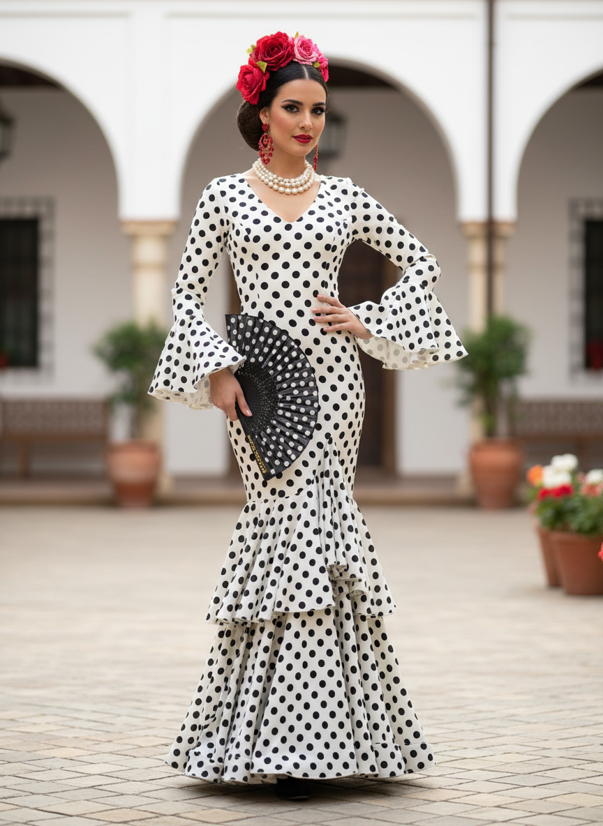 TRAJE FLAMENCA BLANCO EMMA WU DESIGN X FLAMENCA P0491