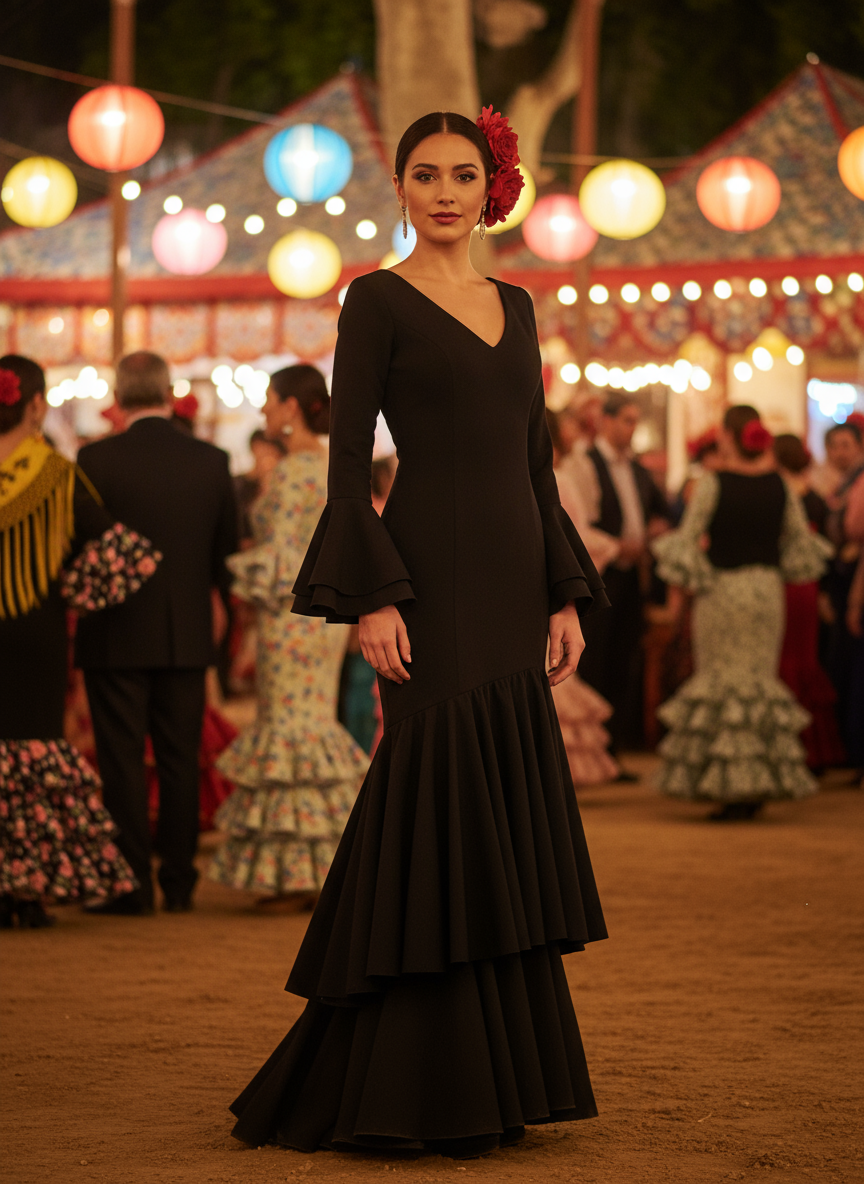 TRAJE FLAMENCA NEGRO EMMA WU DESIGN X FLAMENCA EM246