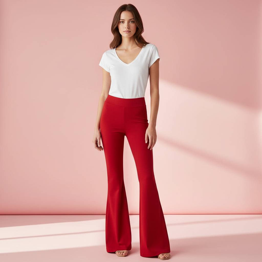 PANTALÓN CAMPANA ROJO 9182