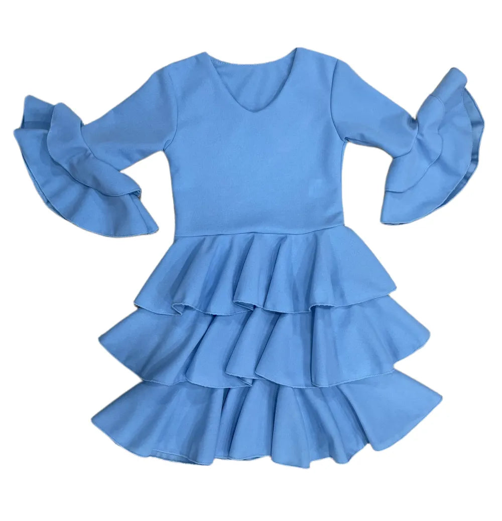 TRAJE FLAMENCA DE NIÑA  AZUL CLARO SUAVE 221120-1