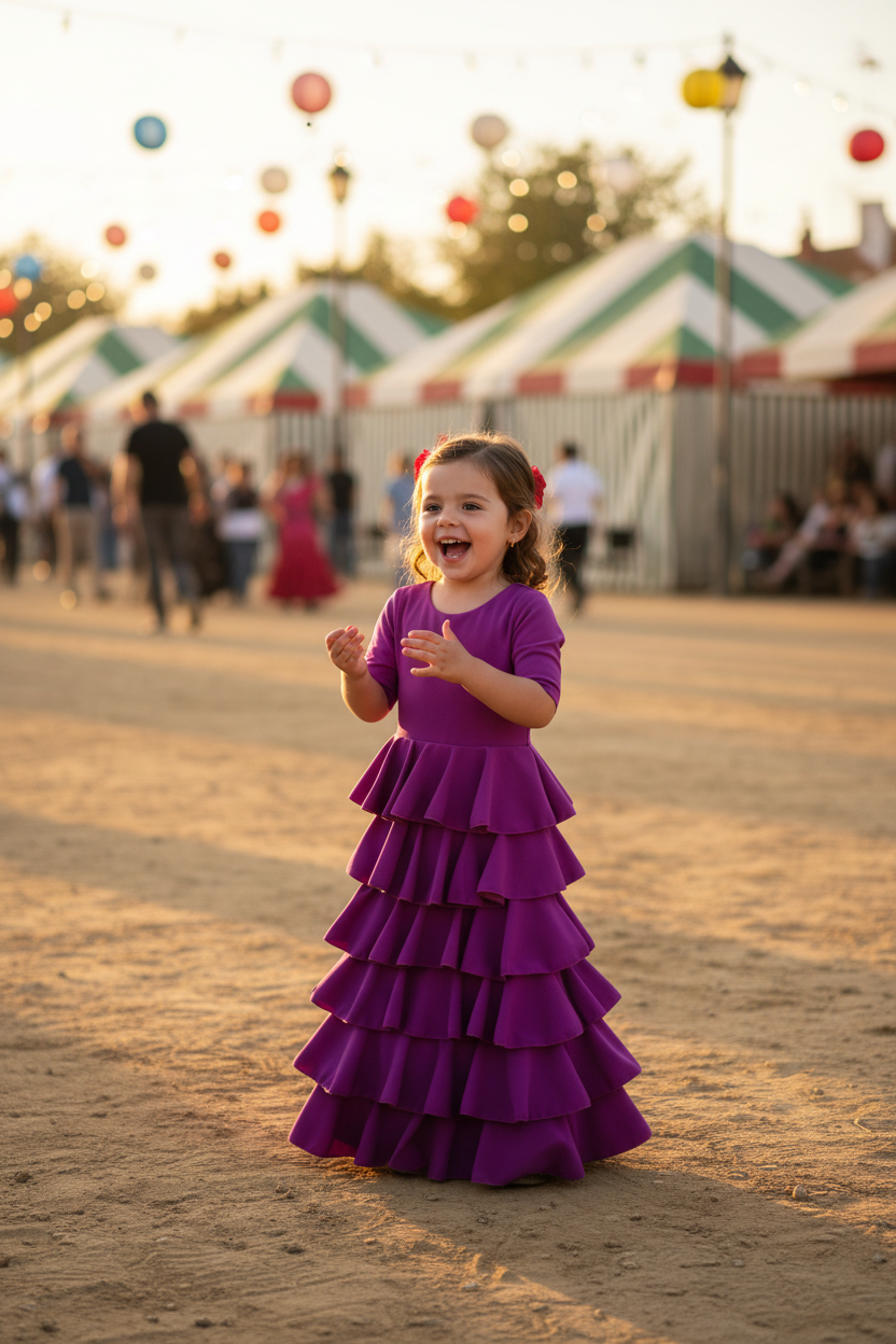 Bougainvillea Flamenco Dress for Girls - Traditional Design | Ref. KL503