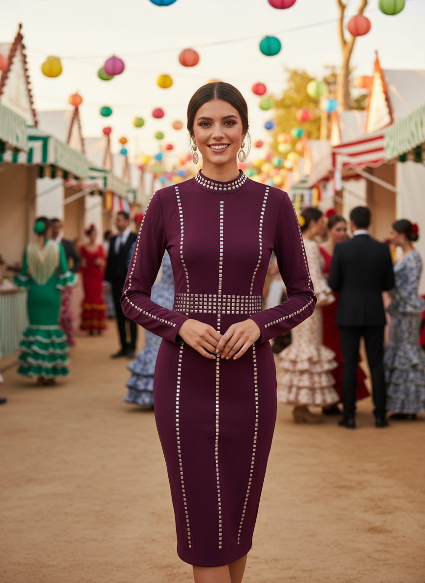 AUBERGINE SHORT DRESS 7453