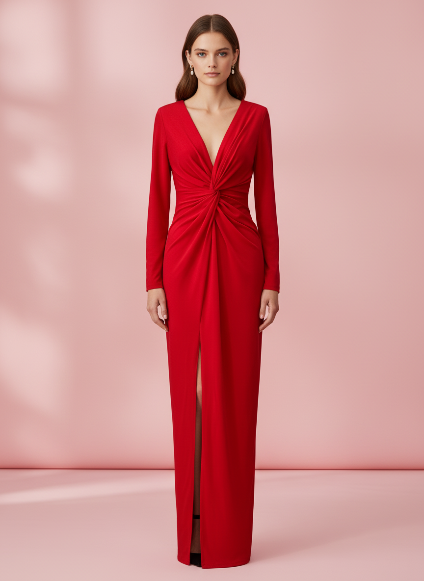 VESTIDO LARGO MOSTAZA 5047A