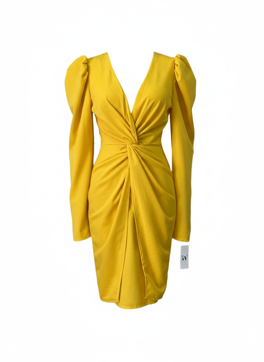 VESTIDO CORTO AMARILLO MANGO 23117