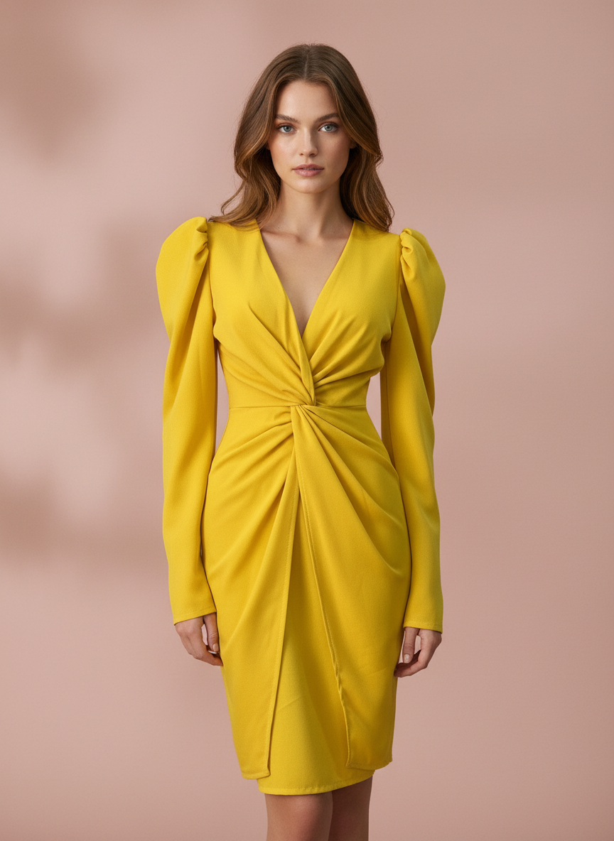 VESTIDO CORTO AMARILLO MANGO 23117