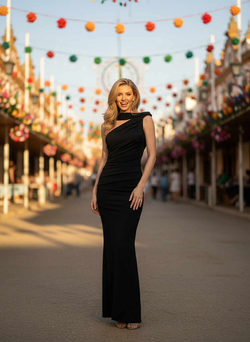 VESTIDO LARGO NEGRO 25097