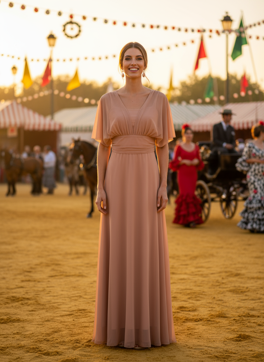 NUDE PINK LONG DRESS 3776