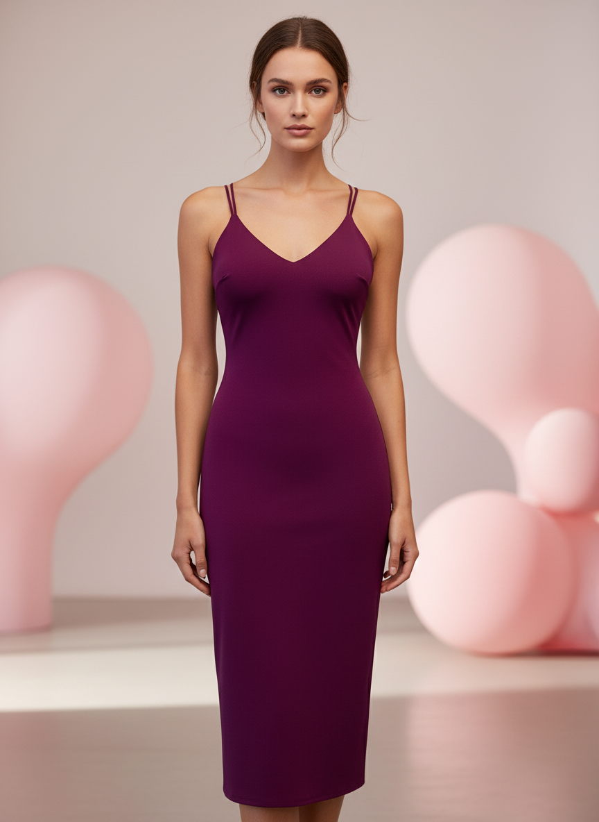 AUBERGINE SHORT DRESS 21430