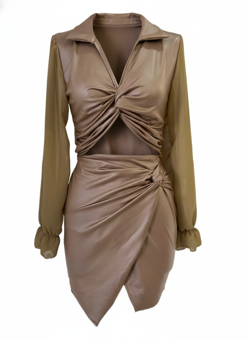 VESTIDO CORTO BEIGE 22225