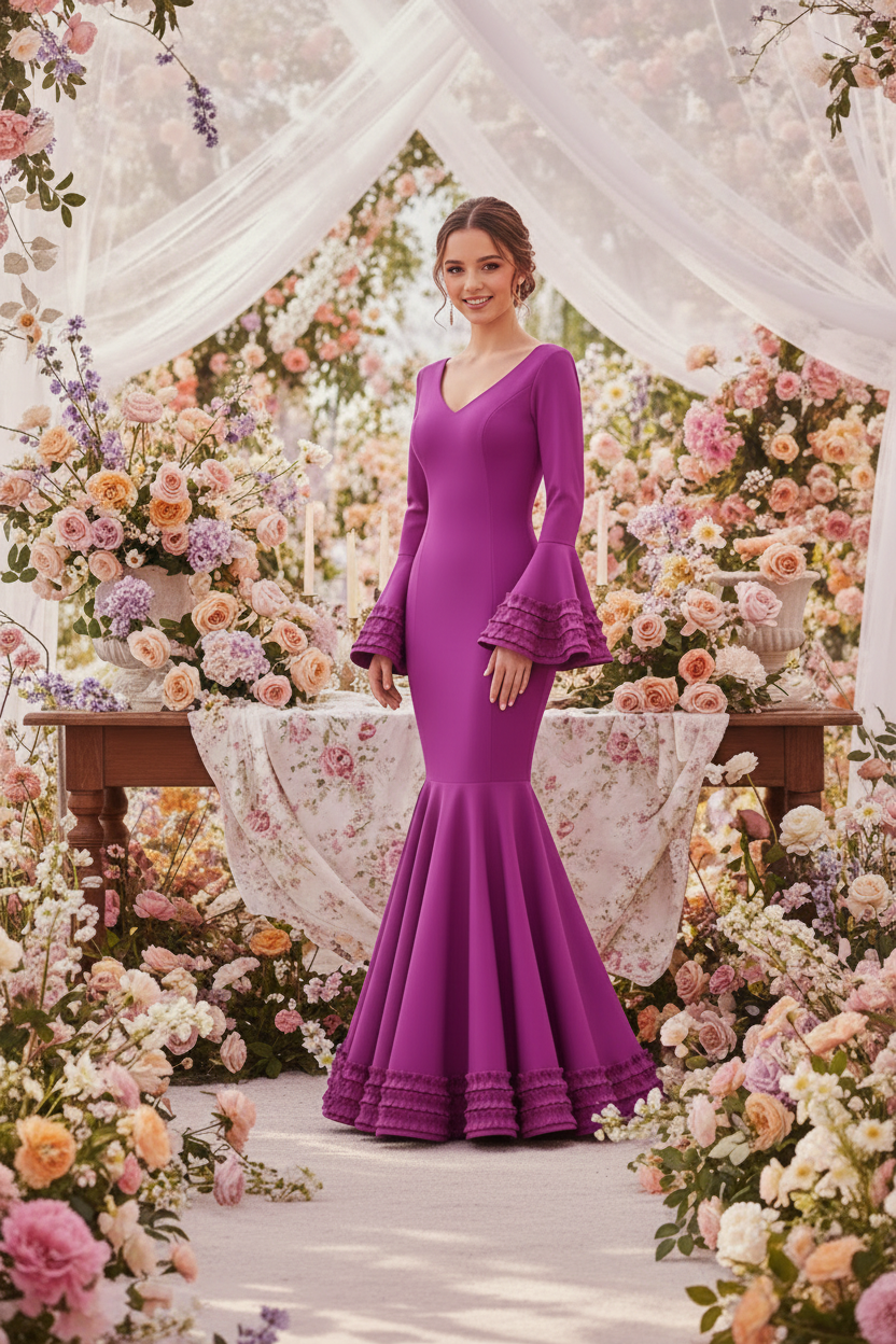 Bougainvillea Flamenco Dress - Premium Stretch Lycra | Ref. 7815