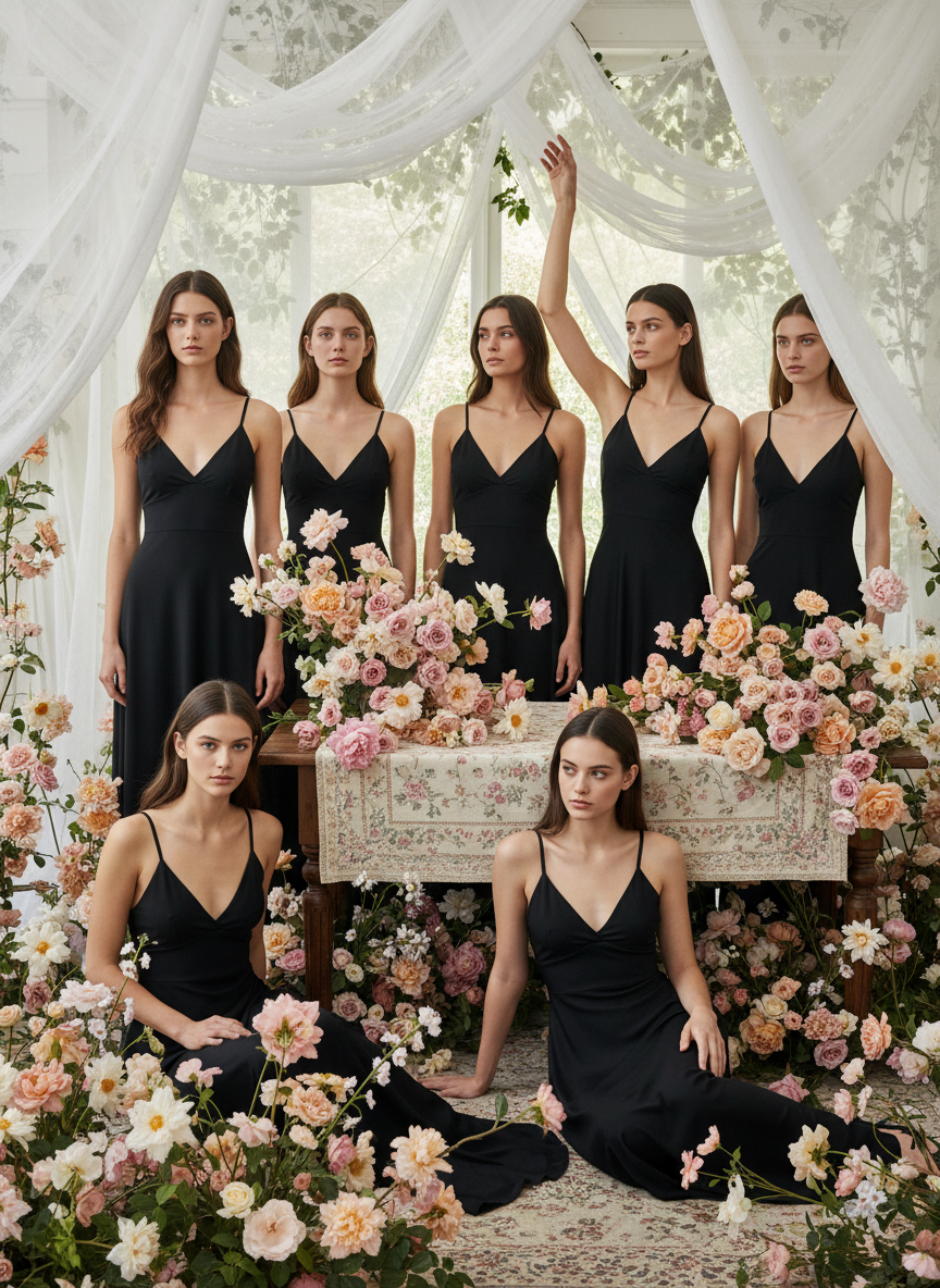 VESTIDO LARGO ELÁSTICO BRILLANTE NEGRO 6241