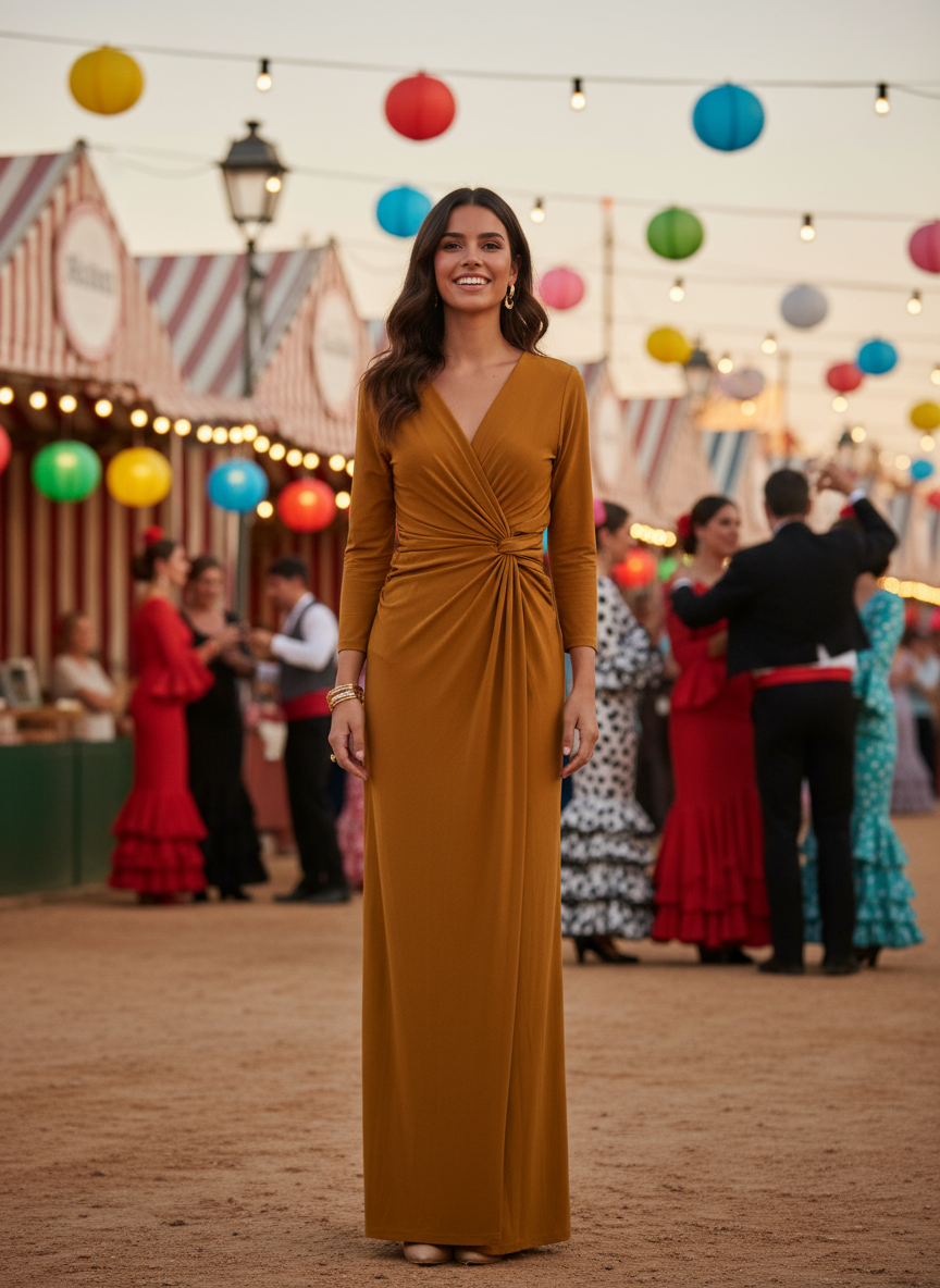 VESTIDO LARGO MOSTAZA 4747