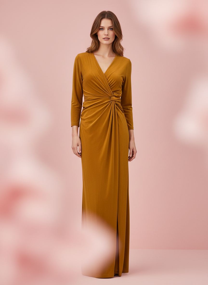 VESTIDO LARGO MOSTAZA 4747