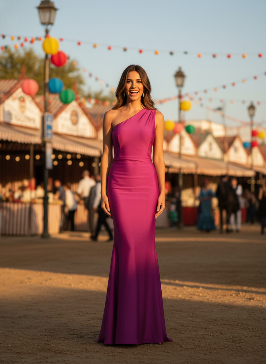 VESTIDO LARGO ELÁSTICO BRILLANTE BUGANVILLA 25129