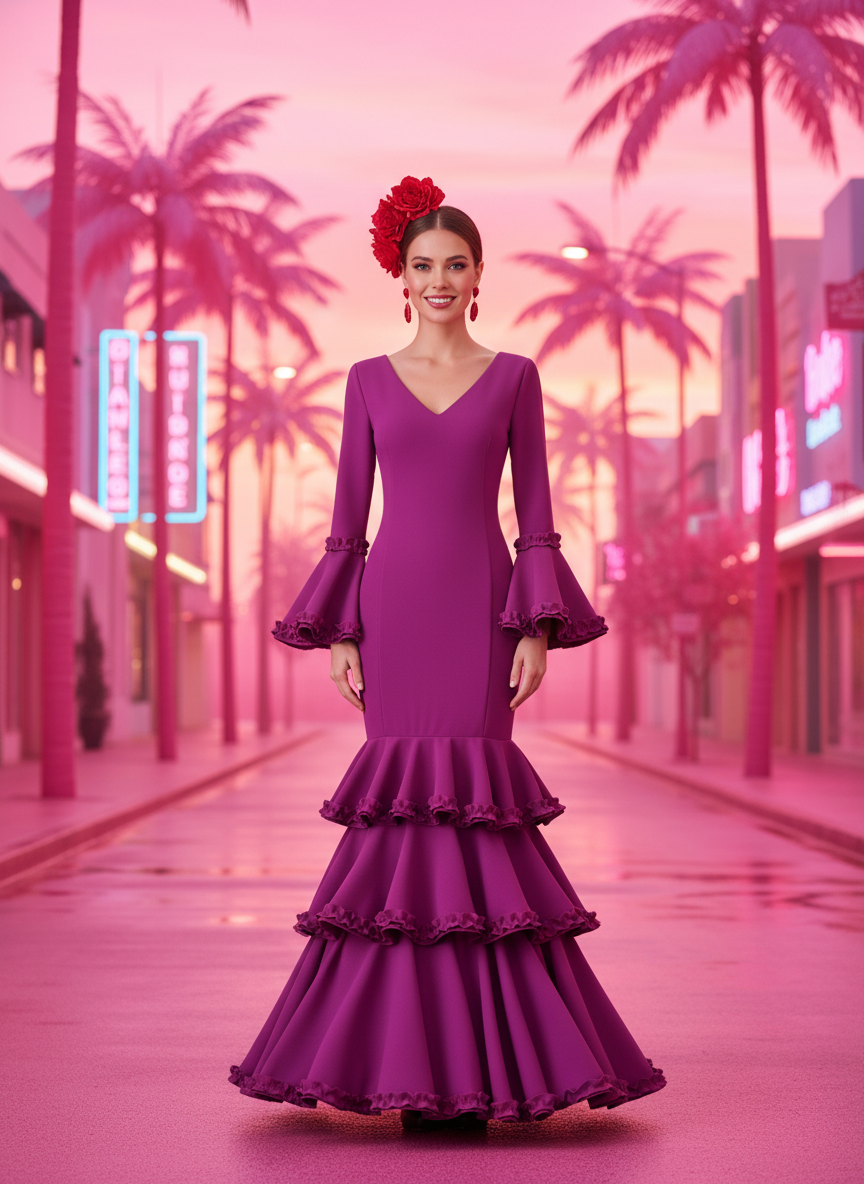 TRAJE FLAMENCA BERENJENA EMMA WU DESIGN X FLAMENCA EM222