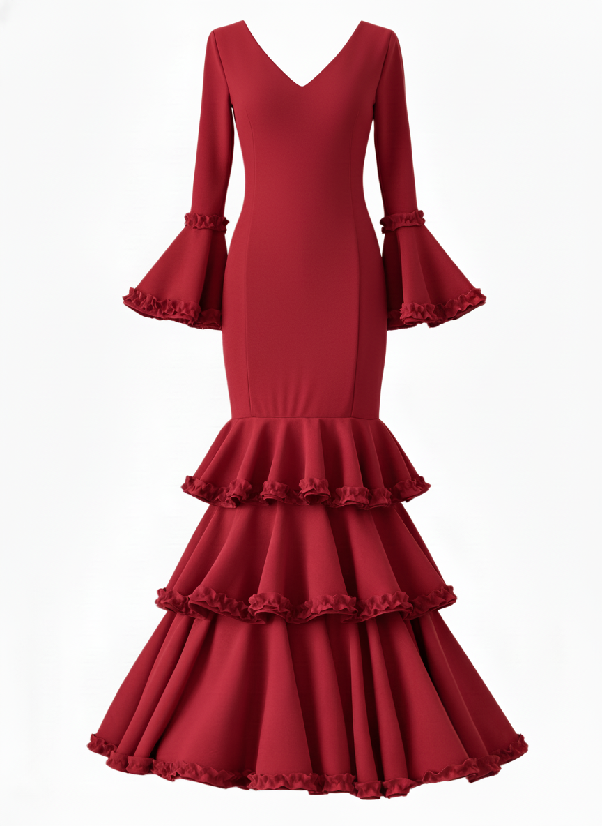 Red Flamenco Dress in Italian Lycra