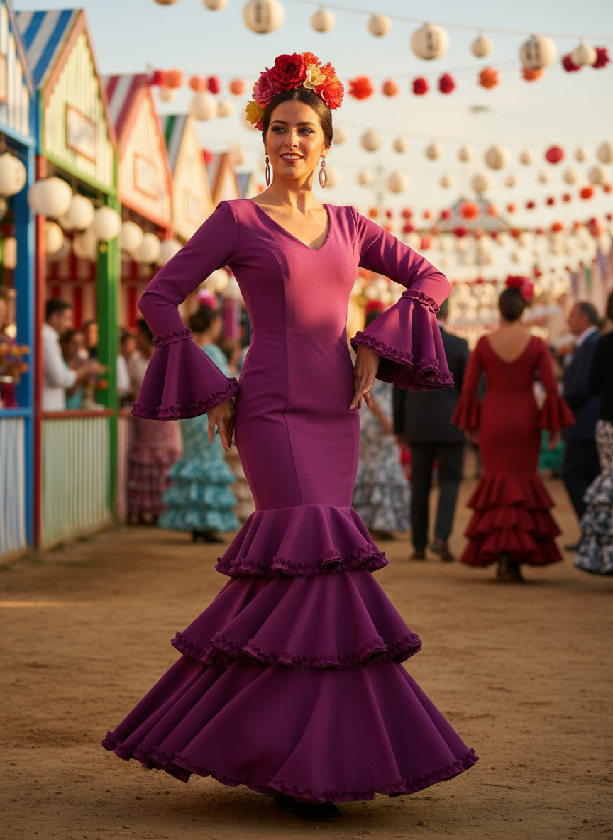 TRAJE FLAMENCA BERENJENA EMMA WU DESIGN X FLAMENCA EM222