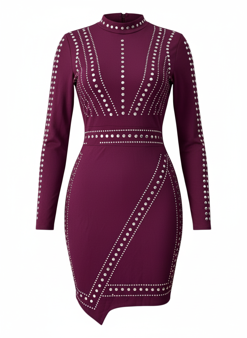 VESTIDO CORTO BERENJENA 7302